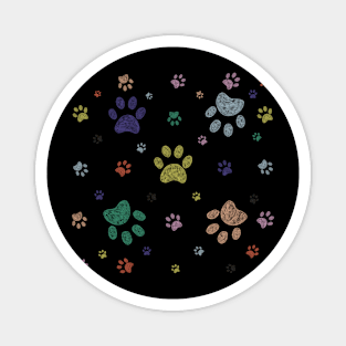 Doodle colorful paw prints Magnet